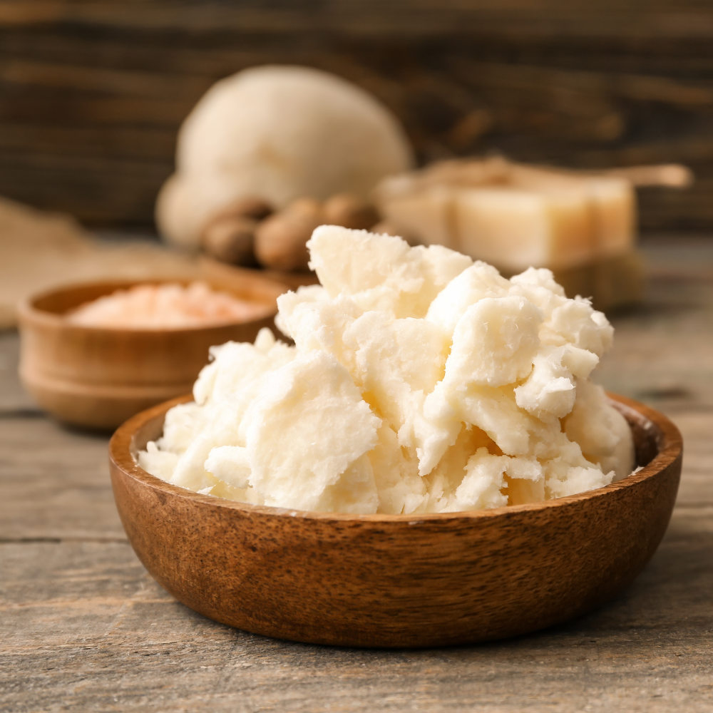 raw unrefined shea butter in a bowl